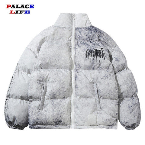 Hip Hop Jacket Parka Graffiti printing Streetwear Men Windbreaker Harajuku Winter Padded Jacket Coat Warm Outwear Zipper 2020